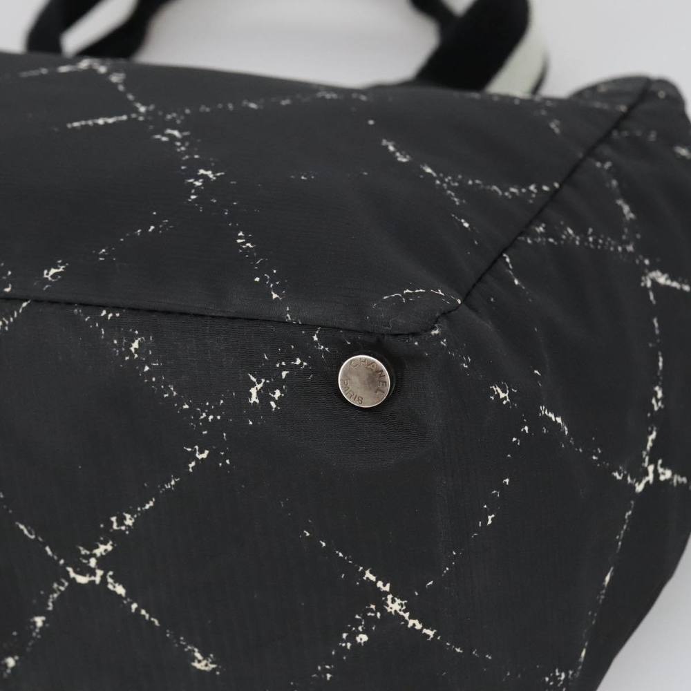 CHANEL Travel Line Tote Bag Nylon Black White Silver CC Auth bs20239 - Picture 9 of 16
